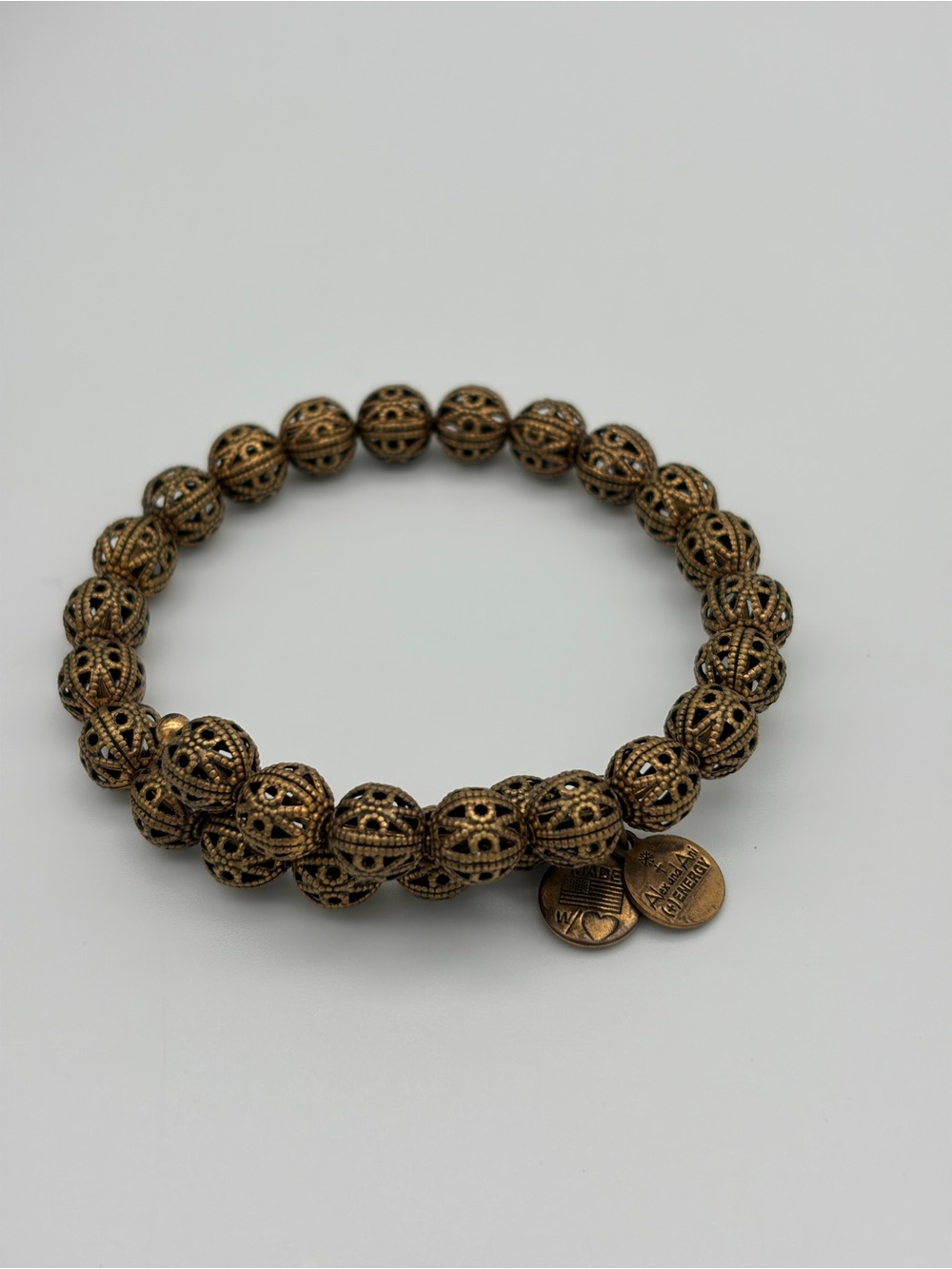 Alex and Ani Vintage Sixty Six Raphaelian Gold Filigree Beaded Wrap Bracelet